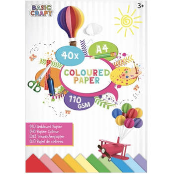 Gekleurd papier - 40x vellen - A4-formaat - knutselpapier/tekenpapier - Schetsboeken