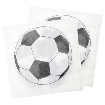 Santex voetbal thema feest servetten - 20x stuks - 33 x 33 cm - papieri¿½- EK/WK themafeest - Feestservetten