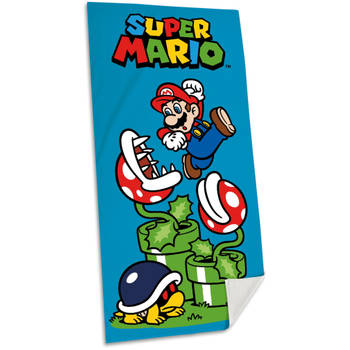 Super Mario strand/badlaken - 70 x 140 cm - katoen - voor kinderen - Strandlakens