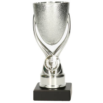 Luxe trofee/prijs beker - zilver - kunststof - 16,5 x 6,8 cmA?a??A?A - sportprijs - Fopartikelen