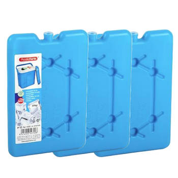 Plasticforte koelelementen 200 gram - 3x - 11 x 16 x 1.5 cm - blauw - voor koelbox en koeltas - Koelelementen