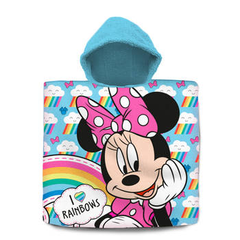 Disney Minnie Mouse bad cape/poncho - 60 x 120 cm - katoen - voor kinderen - Badcapes