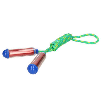 Springtouw - met kunststof handvatten - groen/rood - 210 cm - speelgoed - Springtouwen