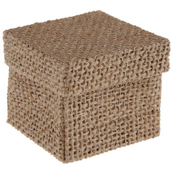 Santex cadeaudoosje Natural - Bruiloft bedankje - 4x stuks - jute - 5 x 5 cm - Cadeaudoosjes