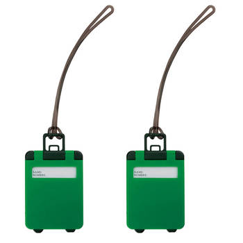 Kofferlabel van kunststof - 2x - groen - 10 x 5 cm - reiskoffer/handbagage labels - Bagagelabels