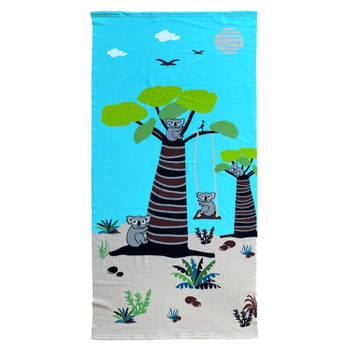 Strand/badlaken voor kinderen - koala print - 70 x 140 cm - microvezel - Strandlakens