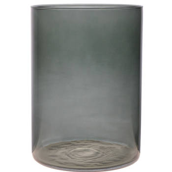 Bloemenvaas Neville - donkergrijs transparant - glas - D18 x H25 cm - Vazen