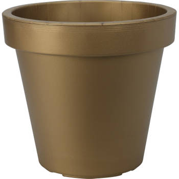 Pro Garden Plantenpot/bloempot - Tuin buiten - kunststof - mat goud - D30 cm - Plantenpotten