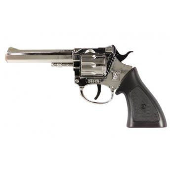 Cowboy verkleed speelgoed revolver/pistool metaal 100 schots plaffertjes - Verkleedattributen