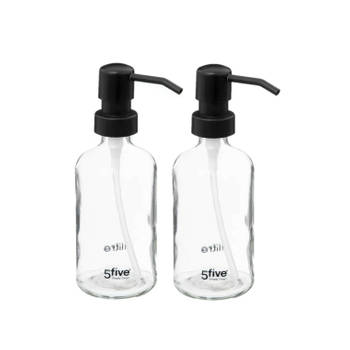 2x Stuks Zeeppompjes/zeepdispensers van glas - transparant - 250 ml - Zeeppompjes