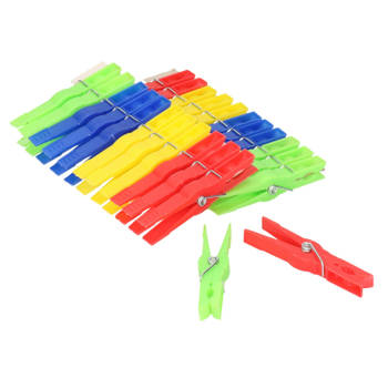 Kunststof wasknijpers - 24x - 4 kleuren per set - 8 cm - Knijpers