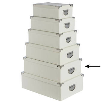 5Five Opbergdoos/box - 3x - ivoor wit - L44 x B31 x H15 cm - Stevig karton - Crocobox - Opbergbox