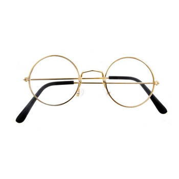 Kerstman bril - rond - goud montuur - voor volwassenen - Verkleedbrillen