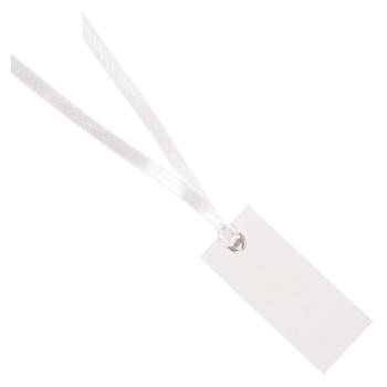 Santex cadeaulabels met lintje - set 12x stuks - wit - 3 x 7 cm - naam tags - Cadeauversiering