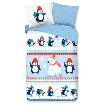 Good Morning Kinder Dekbedovertrek Flanel Penguins - multi 140x200/220cm