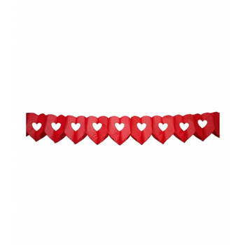 Set van 3x stuks Hartjes Liefde thema Valentijn slingers van 6 meter rood - Feestslingers