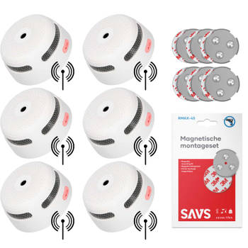 X-Sense XS01-W Rookmelder 6-pack + SAVS® Montageset