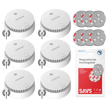 WisuAlarm SA30A-R8 Koppelbare rookmelder + SAVS® montageset 6-pack