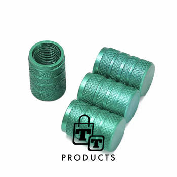 TT-products ventieldoppen 3-rings Green aluminium 4 stuks groen - auto ventieldop - ventieldopjes