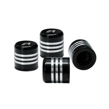 Simoni Racing Set ventielkapjes - Zwart + Aluminium Ringen