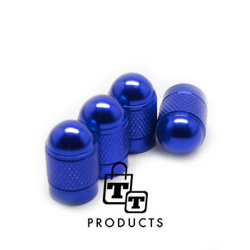 TT-products ventieldoppen Dark Blue Bullets aluminium 4 stuks donkerblauw - auto ventieldop - ventieldopjes
