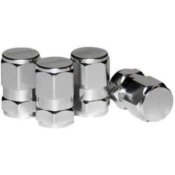 Foliatec AirCaps ventieldoppenset Hexagon zilver - 4 stuks