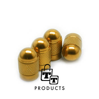 TT-products ventieldoppen Gold Bullets aluminium 4 stuks goud - auto ventieldop - ventieldopjes
