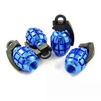 TT-product ventieldoppen Blue Grenades handgranaat 4 stuks blauw