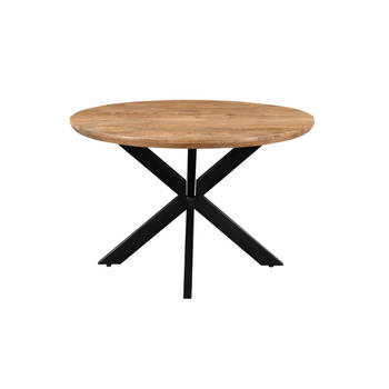 Livingfurn - Eetkamertafel Jesper Round 120cm - Mangohout / Gecoat Staal