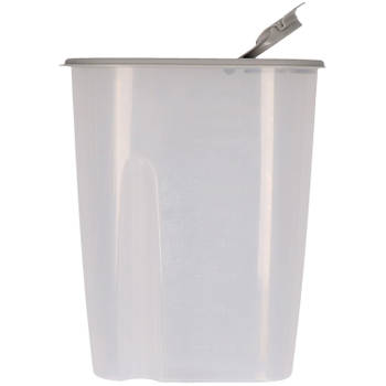 Voedselcontainer strooibus - grijs - 2,2 liter - kunststof - 20 x 9,5 x 23,5 cm - Voorraadpot