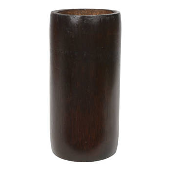 Bamboe theelichthouders/waxinelichthouders bruin 16 cm - Waxinelichtjeshouders