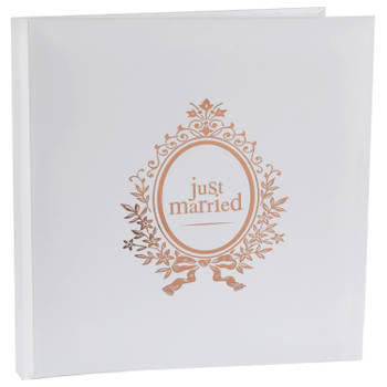 Santex gastenboek/receptieboekA Just Married - rose goud/wit - Bruiloft - 24 x 24 cm - Gastenboeken
