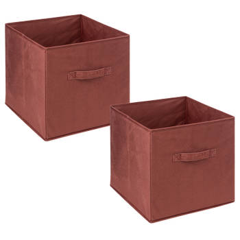 5Five Opbergmand/kastmand - 4x - vakkenkast - 29 liter - bordeaux rood - 31 x 31 x 31 cm - Opbergmanden