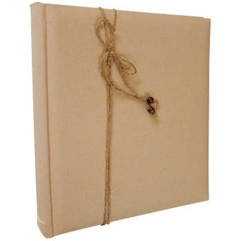 Santex gastenboek/receptieboek Linnen - Bruiloft - naturel/beige - 24 x 25 cm - Gastenboeken