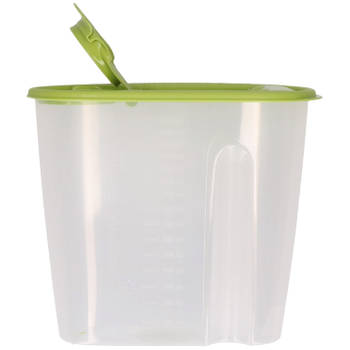 Voedselcontainer strooibus - groen - 1,5 liter - kunststof - 19,5 x 9,5 x 17 cm - Voorraadpot