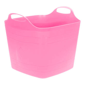 Flexibele emmer - roze - 25 liter - kunststof - vierkant - 35 x 38 cm - Wasmanden