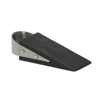 Esschert deurstopper/deurwig - rvs/rubber - zwart -A anti-slip -A 12 x 5 x 3 cm - Deurstoppers