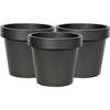 Mega Collections Plantenpot/bloempot - 3x - kunststof - zwart - buiten - D20 x H18 cm - Plantenpotten