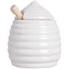Esschert Design Honingpot incl lepel - wit - keramiek/hout - 400 ml - Voorraadpot