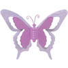 Mega Collections tuin/schutting decoratie vlinder - metaal - roze - 24 x 18 cm - Tuinbeelden