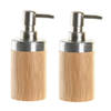 2x stuks zeeppompje/dispenser bruin bamboe hout 7 x 17 cm - Zeeppompjes