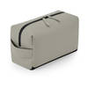 Toilettas/make-up tas Monaco - lederlook - mat beige - 25 x 12 x 15 cm - Toilettassen