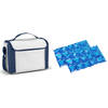 Kleine koeltas voor lunch blauw/wit met 2 stuks flexibele koelelementen 8 liter - Koeltas
