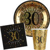Verjaardag feest bekertjes/bordjes en servetten leeftijd - 60x - 30 jaar - goud - Feestpakketten