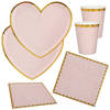 Feest wegwerp servies set - hartje - 10x bordjes / 10x bekers / 20x servetten - roze/goud - Feestpakketten