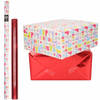 4x Rollen kraft inpakpapier happy birthday pakket - metallic rood 200 x 70/50 cm - Cadeaupapier