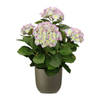 Hortensia kunstplant/kunstbloemen 45 cm - paars/groen - in pot olijfgroen mat - Kunstplanten