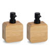 Set van 2x Zeeppompje/dispenser bamboe hout 10 x 15 cm - luxe kwaliteit - Zeeppompjes