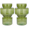Bellatio Design Bloemenvaas - 2x - groen transparant gerecycled glas - D17 x H25 cm - Vazen