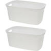 Wasmand van rotan gevlochten - 2x - wit - kunststof - 35 liter - 35 x 53 x 23 cm - Wasmanden